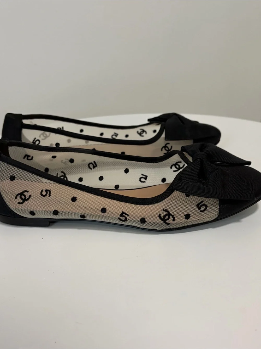 CHANEL Black & Mesh Ballet Flats size 39.5